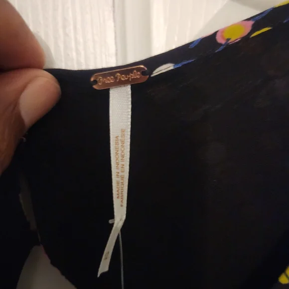 Free People Coryn Print Mini Dress in Black Combo  Sz: 12 - Picture 9 of 10